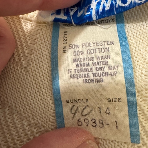 Vintage 70”s Tanglewood Cream Chevron woven Secretary Dress - Picture 6 of 9